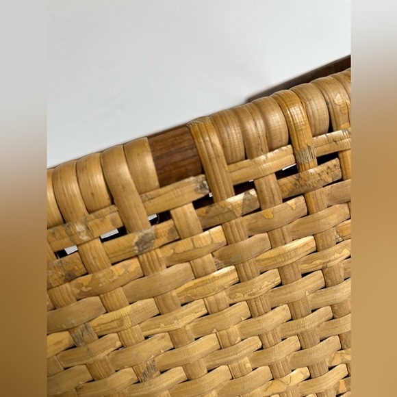 VTG Cane Stool Plant Stand Woven Boho Wood Bohemian Decor Vintage - Picture 8 of 10